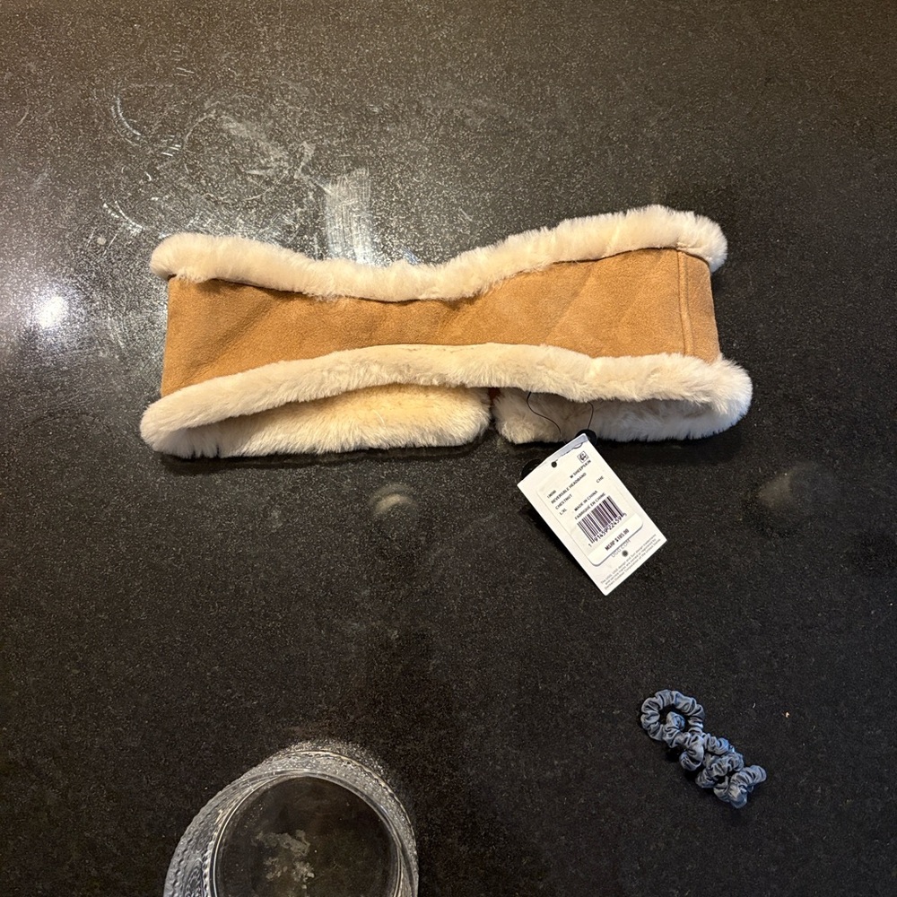 UGG Tan and Cream Faux Fur Headband